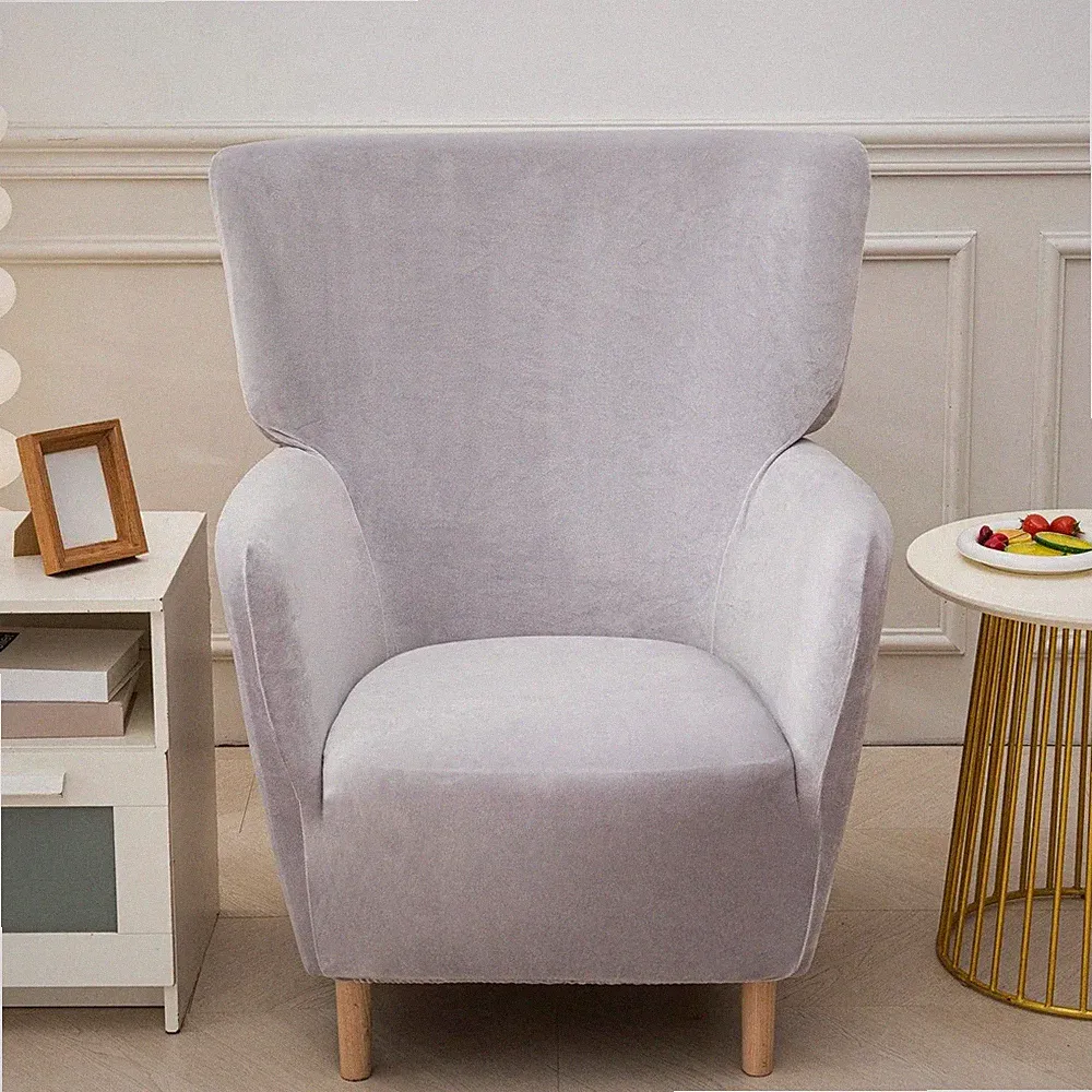1PC Velvet Chair Cover Stretch Wingback Armchair Sofa Cover Non-slip Soft Single