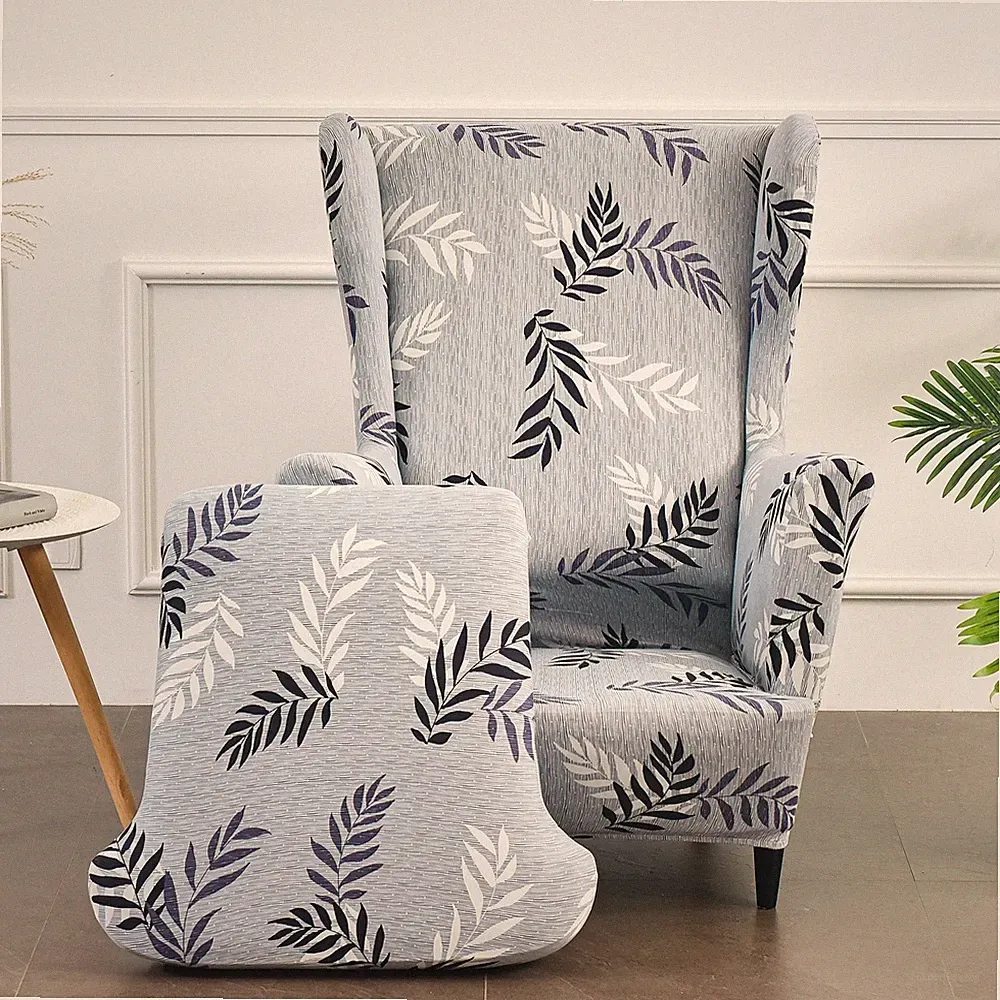 2 Pcs Stretch Wing Chair Covers Wingback Sofa Slip Cover Removable Cushion Cover