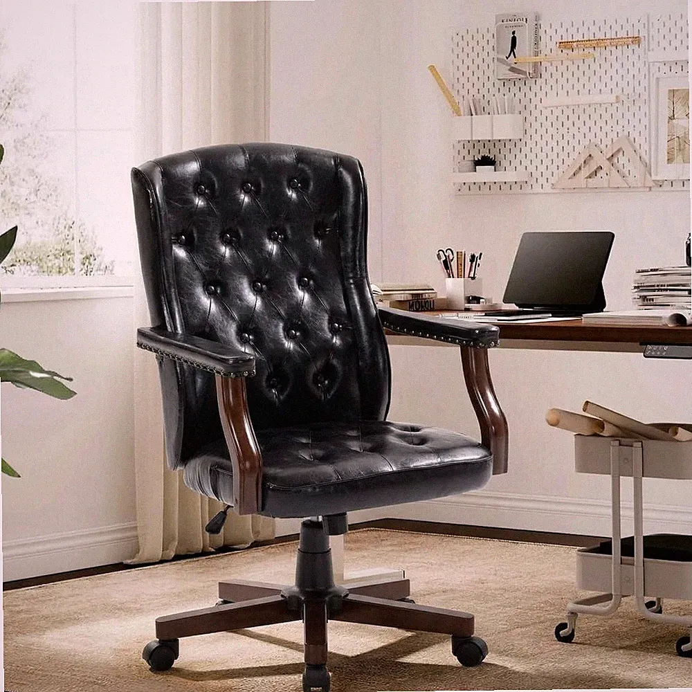 350lbs High Back Executive Office Chair PU Leather Desk Chair Rubber Wheels New