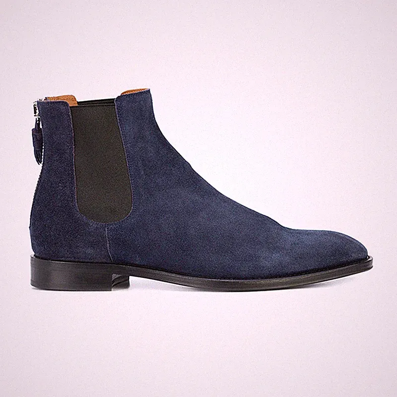 American Style British Mens Real Leather Chelsea Ankle Boots Western Back Zipper