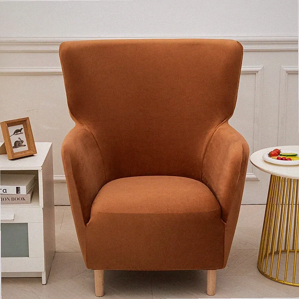 Armchair Slip Covers 1-Piece For OSKARSHAMN Stretch Velvet Wing Back Chair Cover