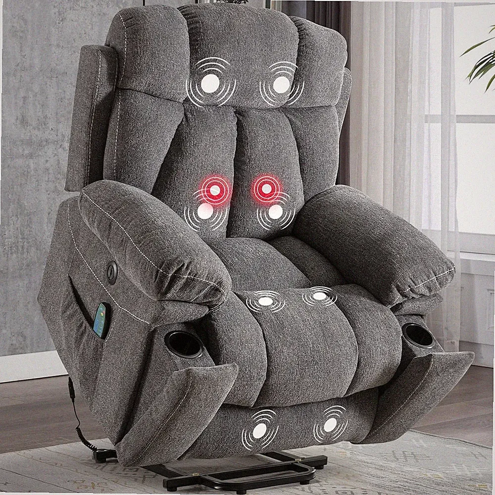 CANMOV Large Power Lift Recliner Chairs with Massage and Heat for Elderly Big Pe