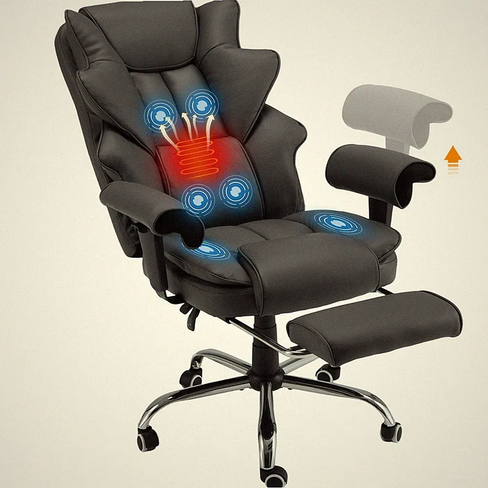 Ergonomic Executive Office Chair with 6-Point Vibration & Heat - Reclining Ma...