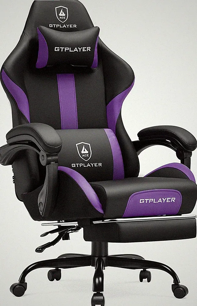 Gaming Chair with Foot Rest & Pocket Spring Cushion, Breathable Fabric for Home