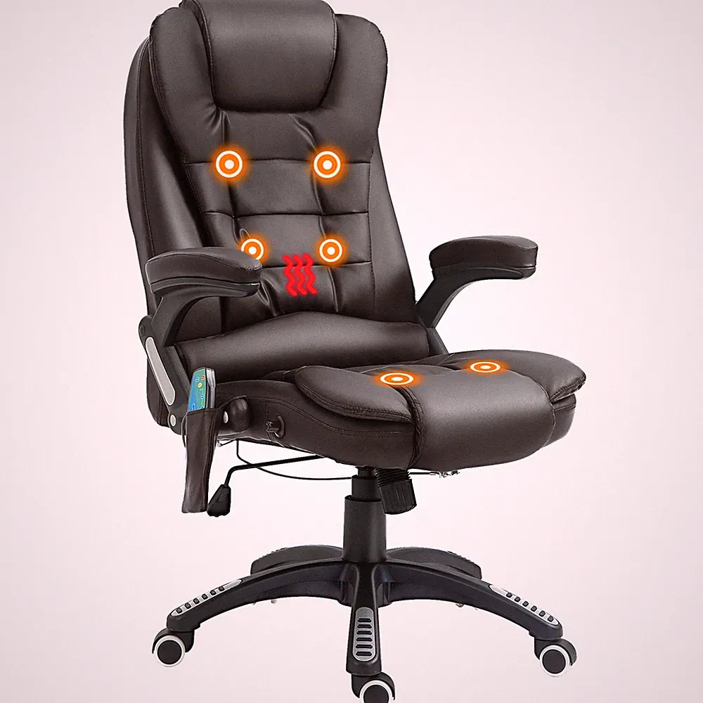HOMCOM Heated Vibrating Massage Office Chair with Reclining Function, Brown