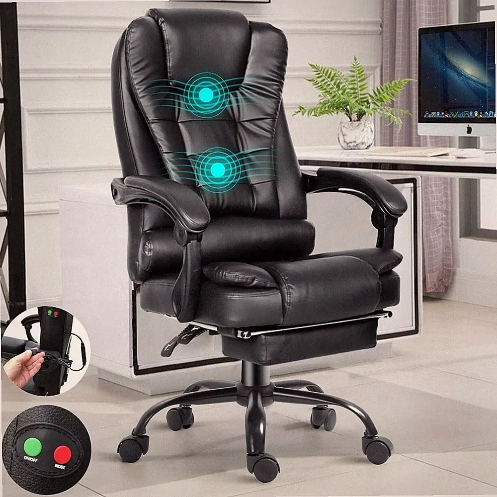 Massage Office Chair Executive Gaming Heated Recline Footrest Computer Chairs