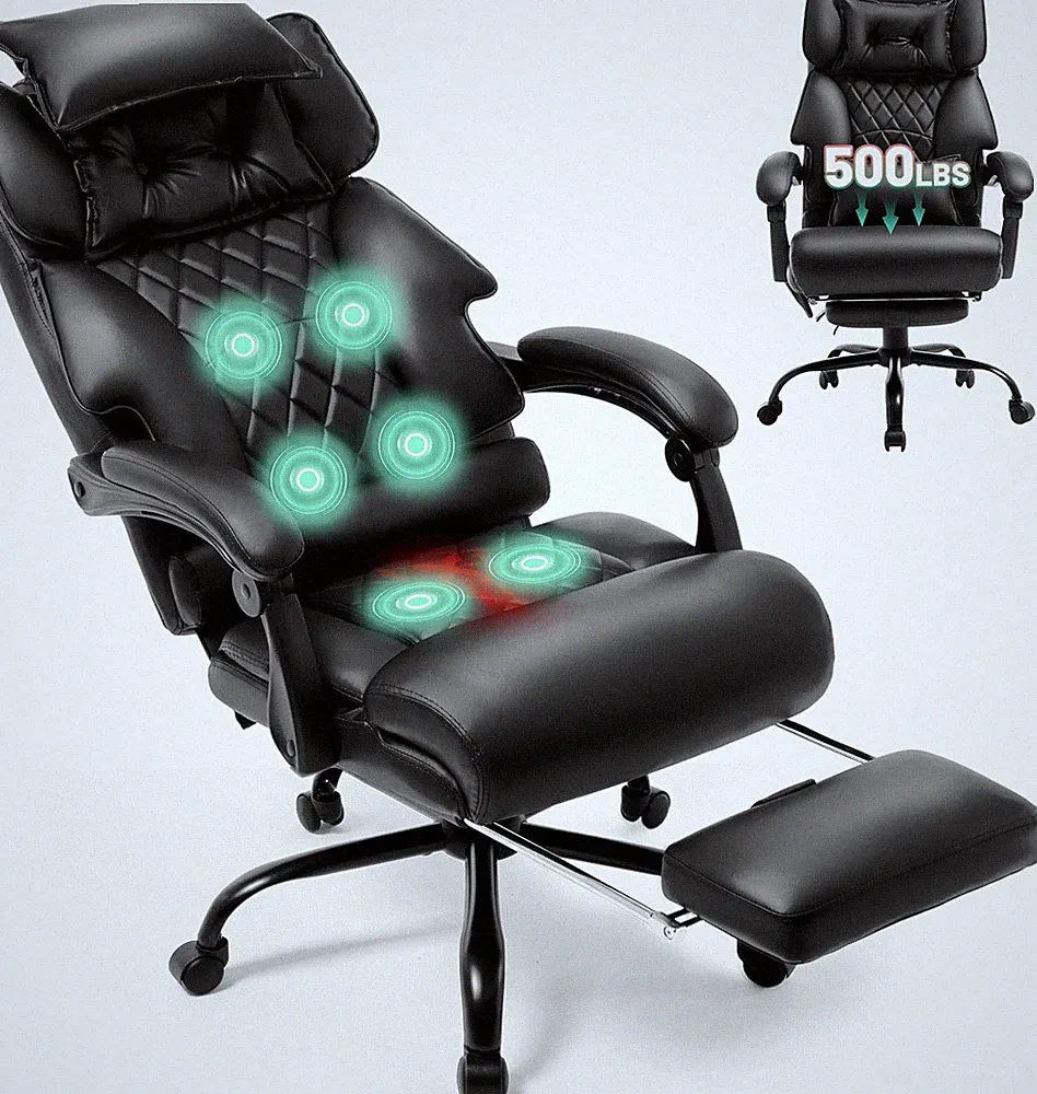 Massage Office Chair with Foot Rest,6 Points Vibration & Heat Executive Office C