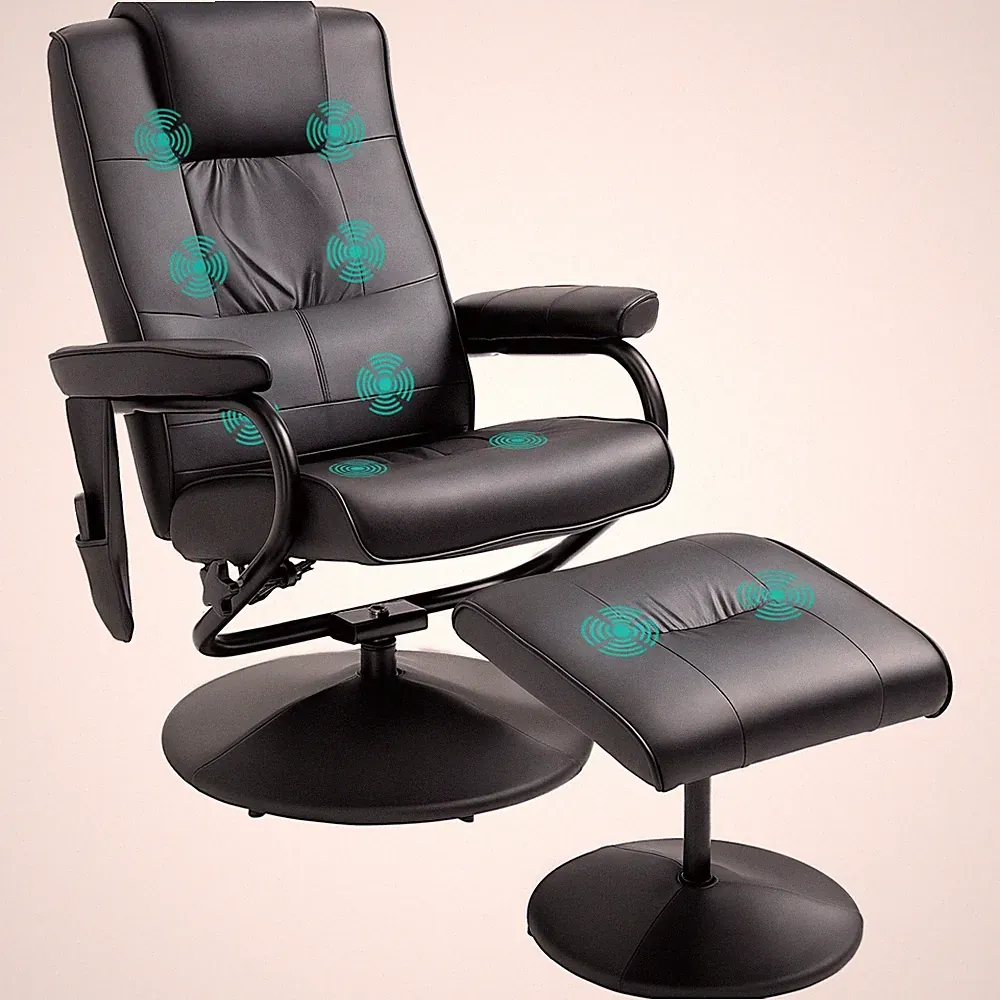 Massage Recliner Chair Swivel Faux Leather Heated Armchair Free Delivery