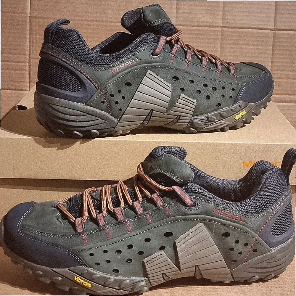 Merrell Men's Leather Intercept Natural Walking Shoes Blue Wing J559593 - UK 12