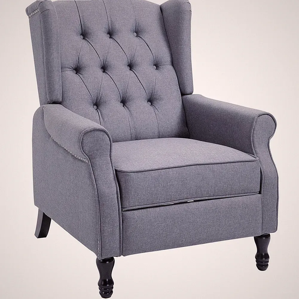 Recliner Armchair for Living Room, Reclining Chair, Wingback Chair with Button T
