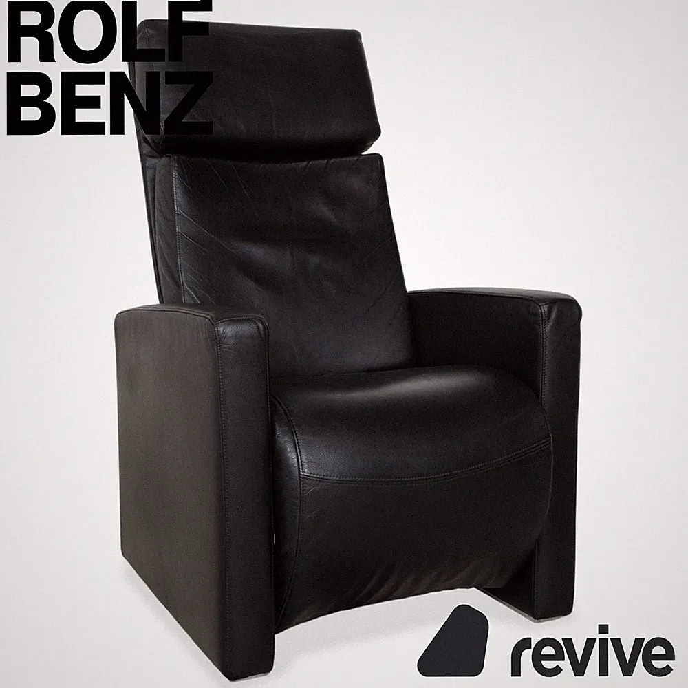 Rolf Benz EGO Leather Armchair Black Manual Recliner High Back