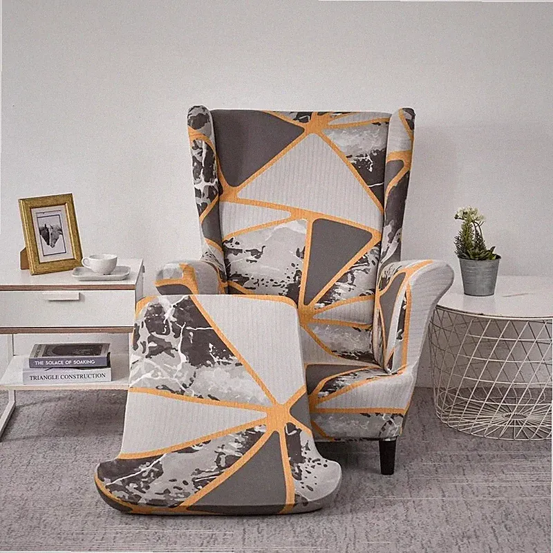 Stretch Wingback Chair Slipcover 1-Piece SofaCover Protector with Elastic Bottom