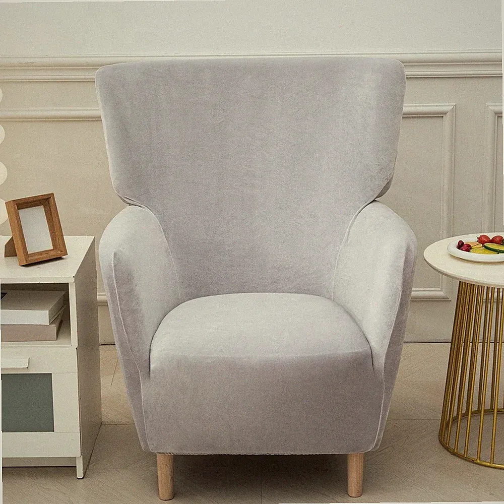 Velvet Chair Cover Stretch Wingback Armchair Sofa Covers Soft Single Sofa Cover