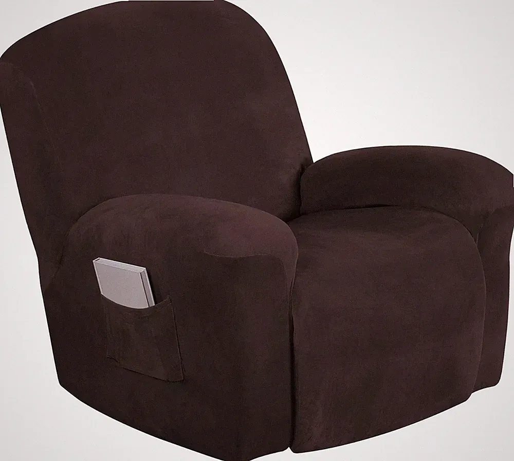 Velvet Recliner Covers with Pocket - Stretch Slipcovers for Recliner Furnitur...