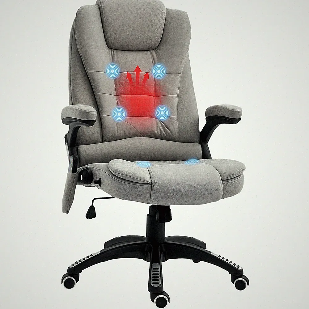 Vinsetto Office Chair w/ Heating Massage Points and Lumbar Support Grey