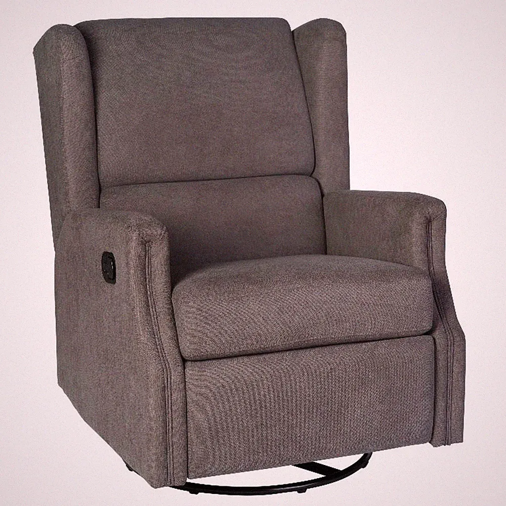 Wingback Manual Rocking Glider Recliner Chair with 360 Swivel in Dark Gray